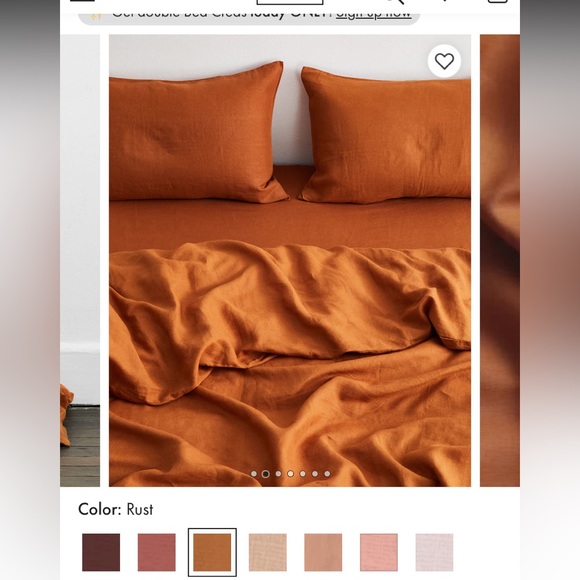 Bed Threads 100% French Flax Linen Standard pillow case - Rust - Picture 4 of 4